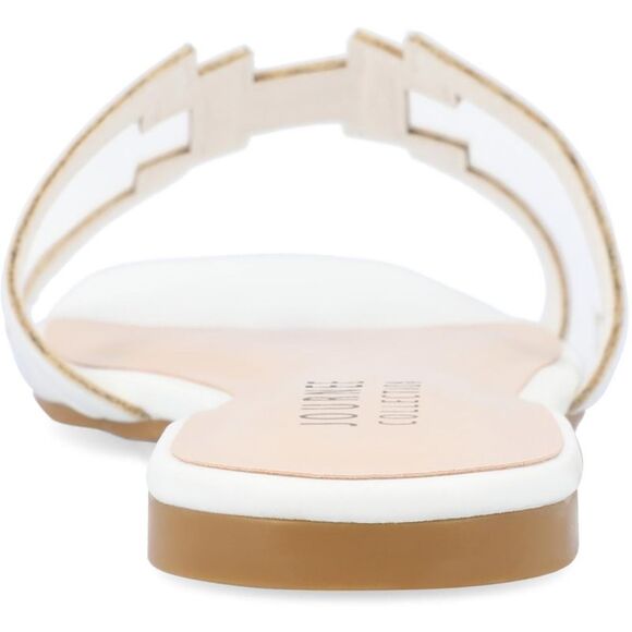 Journee Collection Womens Jamarie White Faux Leather Slide Sandals Shoes NWT - Picture 2 of 3